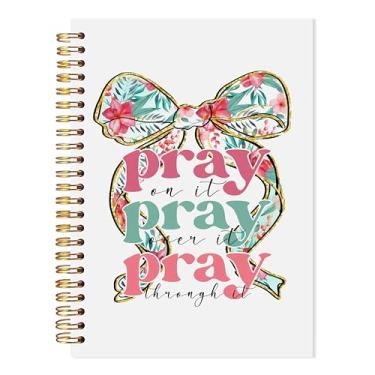 Imagem de LADOCK Caderno espiral cristão com laço floral Coquette, diário bíblico de oração para mulheres, presentes cristãos para mulheres, presentes baseados na fé, diário de estética feminina para mulheres