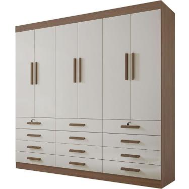 Imagem de Guarda Roupa Mônaco Plus Castanho Off White 6 Portas 12 Gavetas D?doro
