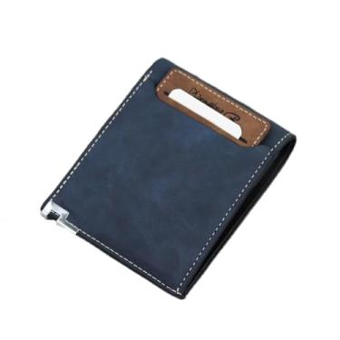 Imagem de Carteira masculina elegante, carteiras duplas de poliuretano macio para homens com bolso oculto com zíper para guardar moedas e faturas, carteira masculina conveniente com bolso frontal com design de