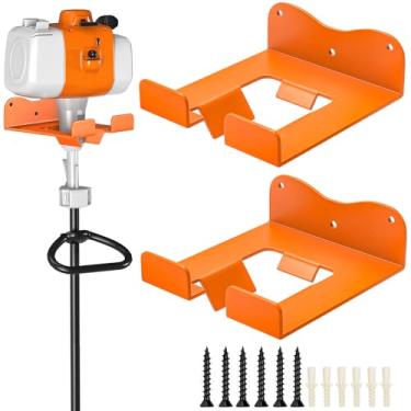 Imagem de Gouisalin Suporte organizador de garagem, organizador de garagem, suporte de ferramentas elétricas de jardim, cortador de ervas daninhas, aparador de sebes montado na parede para cortador de grama