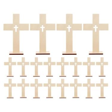 Imagem de Cruzes de madeira inacabadas para artesanato, base de madeira 20 peças cruzes cristãs mesa espiritual cruz religiosa para centro de mesa de batismo, decoração de igreja, presentes de oração