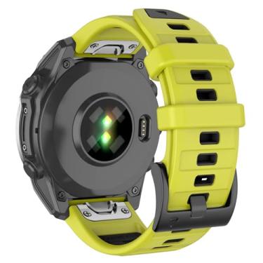 Imagem de Velocarer Pulseira de silicone QuickFit de 22 mm para Garmin Fenix 8/E/7/7 Pro/6/6 Pro/5/5 Plus (47 mm), Quatix 8/7/7 Pro, Epix Pro Gen 2 de 47 mm, para smartwatch Tactix 8 (verde-limão e preto)