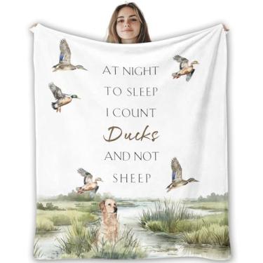 Imagem de CosxHabitat Cobertor infantil Mallard Ducks Golden Retriever, presentes de pato para meninas, meninos, mulheres, cobertor para berçário, sofá, quarto, decoração de dormitório, 127 x 152 cm