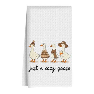 Imagem de XLRSDF Toalha de cozinha aconchegante para decoração de ganso de outono, toalha de chá reutilizável, panos de prato, adequada para banheiro, cozinha, cozinha, pia, festas de chá, decoração de