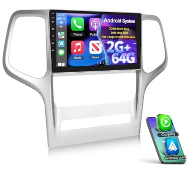 Imagem de Rádio automotivo para Jeep Grand Cherokee 2008-2013, Volxcereo [2+64] estéreo com tela sensível ao toque de 9 polegadas com Carplay/Android Auto, navegação GPS, WiFi, Bluetooth, SWC, rádio FM/RDS