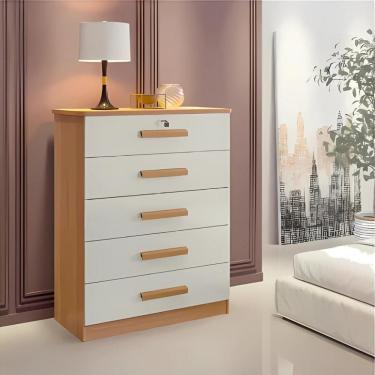 Imagem de Cômoda Ipanema 5 Gavetas D'doro Cinamomo Off White
