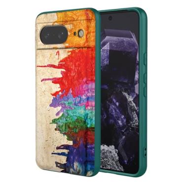 Imagem de OEURVQO Capa artística para Google 8, capa de silicone líquido de toque macio com forro fofo, compatível com carregamento sem fio, capa protetora para Google Pixel 8, aquarela verde