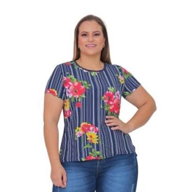 Imagem de Blusa Plus Size Manga Curta Estampada Colorida-Feminino