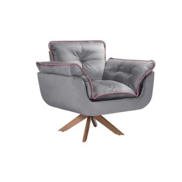 Imagem de Poltrona Opala Giratoria no Tecido Veludo Gustavo Decor, Cinza