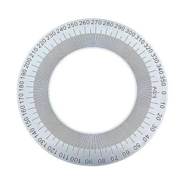 Imagem de 1 mostrador de aço inoxidável com mostrador angular, transferidor de 360 graus, acessórios redondos, ferramenta de medida, placa decorativa (70 x 40 x 1 mm)