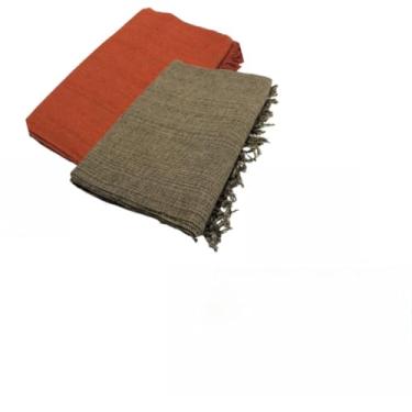 Imagem de Kit 2 Mantas Para Sofa King Gigante 300x180cm Algodao Protetor Decorativo (TerraCota + Marrom Mesclado)