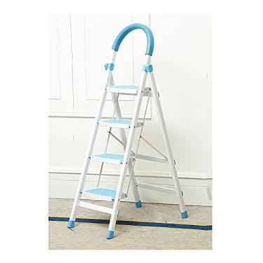 Imagem de Escadas dobráveis Escada dobrável Escada de 4 degraus Banquinho leve com aderência de mão de borracha e pedal antiderrapante Escada de metal portátil para escada resistente em casa (Cor: Escada C