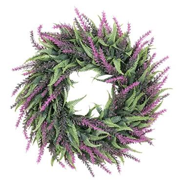 Imagem de Guirlanda de decoração de lavanda de porta de plástico artificial simulação de geada guirlanda de flores decoração de casa flores artificiais flores amarelas (cor: cáqui, tamanho: tamanho único)