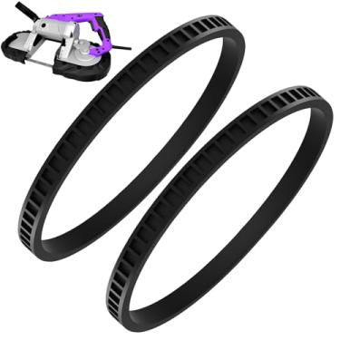 Imagem de Pacote com 2 pneus de polia de substituição 45-69-0010, correias de borracha de serra de fita compatíveis com serras de fita Milwaukee lâmina de corte profundo 6225 6230 6232-6 AO2807 6238N 6238-20