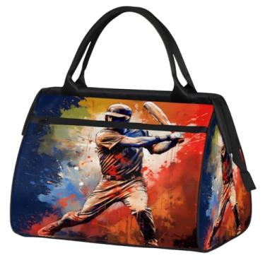 Imagem de Bolsa pequena para o fim de semana, feminina, masculina, floral, borboleta, retrô, colorida, dobrável, bolsa esportiva leve para academia, Cor: 71 cm, 15.2*8.3*11.6 inch, Moderno
