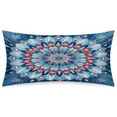 Imagem de Fronha King Size de cetim de seda para cabelo e pele, capa de almofada macia antiderrapante com arte mandala étnica com fecho de envelope para dormir, mulheres, homens, crianças, 50,8 x 101,6 cm, 1