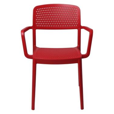Imagem de Cadeira Tramontina Serena Em Polipropileno Vermelho Com Braços