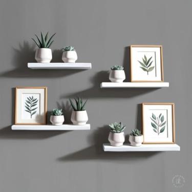 Imagem de KIT 4 Prateleiras + Kit Instalação 45/40/30/20 Nichos Mdf Branco Suporte Decoração(Preto,KIT 4 Prateleiras 30x10 CM)