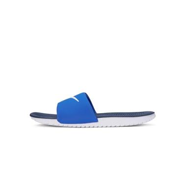 Imagem de Nike Sandália esportiva unissex infantil Kawa Slides, Game Royal/branco-trovão azul-branco, 11 Big Kid