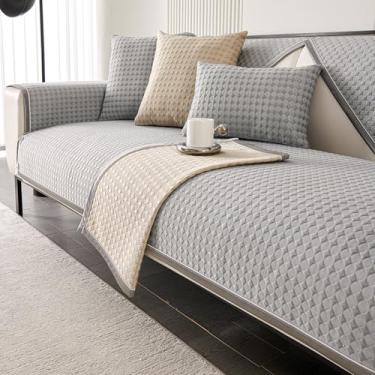 Imagem de Capas grossas para sofá de 1, 2, 3, 4 lugares, em forma de L, com três camadas, não abafadas e antiderrapantes, cinza 70 x 180