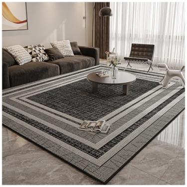 Imagem de SPXMQSS Tapete para quarto, sala de estar, tapete com suporte antiderrapante, lavável e resistente à sujeira para quarto, quarto, cozinha, escritório, escritório - preto cinza I 200 x 300 cm