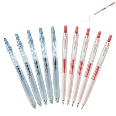 Imagem de GZBABY Caneta de gel de ponta fina, 10 peças, canetas esferográficas retráteis com aderência macia, 0,5 mm, tinta de secagem rápida (vermelho, azul escuro)