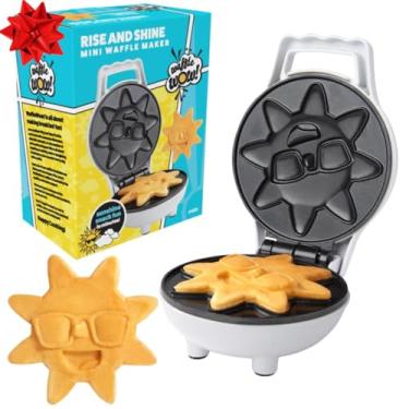 Imagem de Rise & Shine Mini Máquina de Waffles Solares - Tamanho Pessoal 10 cm Sunshine Smile Individual Waffles para Crianças Adultos - Bonito Ferro Waffler Elétrico Antiaderente - Bolo de Café da Manhã