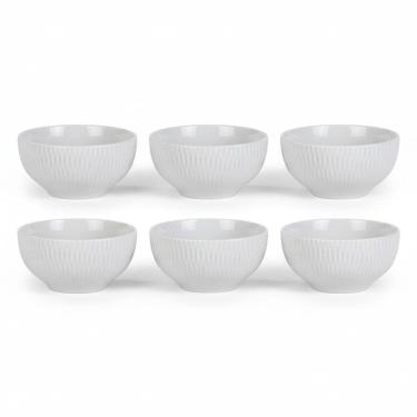 Imagem de Kit 6 Bowl Tigela Branco Relevo Shell 408ml Germer Porcelana