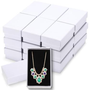 Imagem de Batiyeer 36 caixas de presente de papelão, joias embaladas, pequeno brinco caixa de presente com tampas para colar anel (branco, 8 x 5 x 3 cm)
