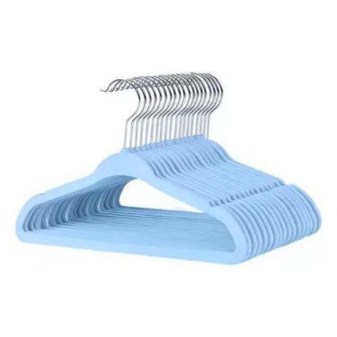 Imagem de Kit 10 Unidades Cabide Infantil Veludo Azul Toque Suave - GLOBAL MIX