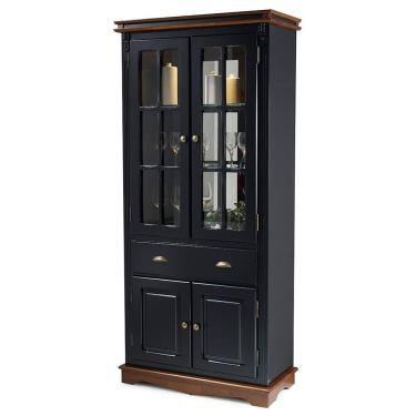 Imagem de Cristaleira 2 Portas De Madeira 2 Portas De Vidro 1 Gaveta Com Espelhos E Led M52040El - Verniz