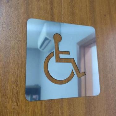 Imagem de Placa Sinalização PCD Inox - Lino Corte a Laser, M