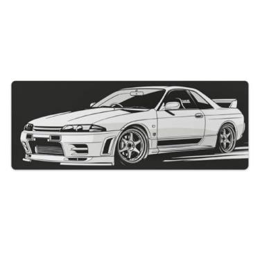 Imagem de HouLaiZhe Tapete de mouse JDM Car R34 Cool Large Gaming Tapete de mesa base de borracha antiderrapante acessórios de computador suprimentos para escritório casa 30 x 80 cm