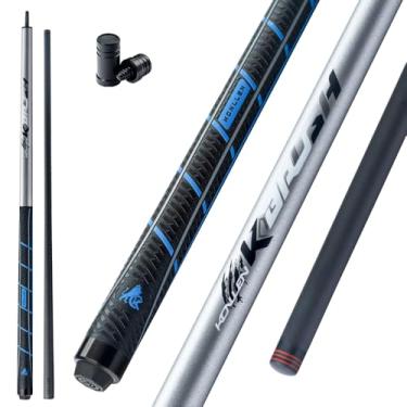 Imagem de KONLLEN Taça Jump Break Heavy Hitter com 3 peças de fibra de carbono com ponta de 12,9 mm taco de sinuca taco de bilhar (apenas 1/2 taco dividido)