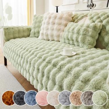 Imagem de Capa de sofá para sofá seccional em forma de L, almofadas antiderrapantes, quentes e amigas da pele, laváveis com sensação de massagem, capa de seda de sofá de vários tamanhos, verde, 70 x 210