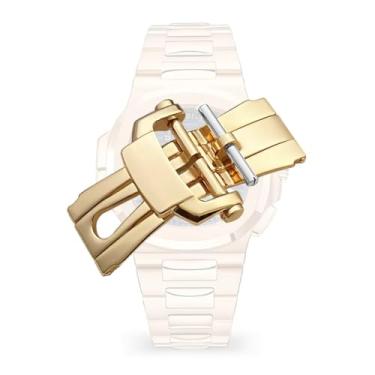 Imagem de hengfento2 Fivela dobrável de substituição para Patek Philippe Nautilus, fivela borboleta de aço inoxidável, 18 mm, Dourado, 21mm