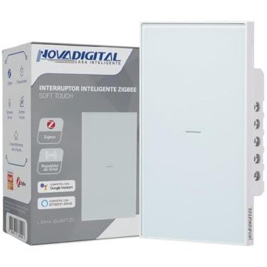 Imagem de Interruptor Inteligente Zigbee Novadigital 1 Tecla Botão Soft Touch Quartzo Compatível Com Tuya Smart Life Alexa Google 110V 220V Bivolt 4x2 Branco