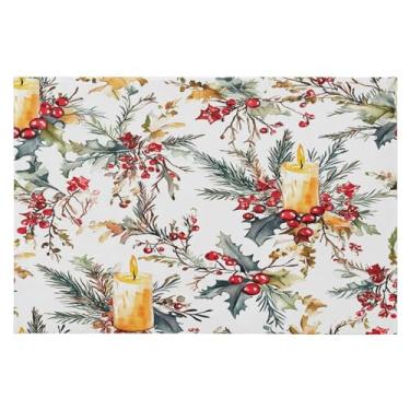 Imagem de CEBUGI Tapete de área 60 x 90 cm macio lavável tapete antiderrapante com suporte de borracha velas de Natal tapetes de área para sala de estar, quarto, decoração de casa