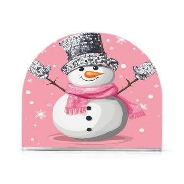 Imagem de Wassud Porta-guardanapos acrílico Snowman Discoteca, dispensador de guardanapos de papel moderno em forma de U para mesa, cozinha, sala de jantar, bancada 1 peça (comporta 50-60 guardanapos)