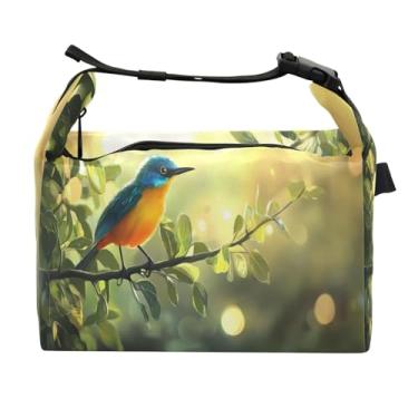Imagem de STAYTOP Linda lancheira azul laranja pássaro com fivela de alça, lancheira isolada para meninos e meninas lancheira bolsa térmica para trabalho escolar