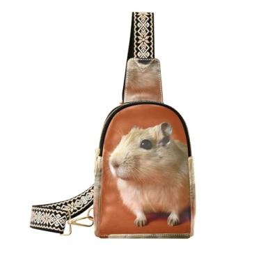 Imagem de CEBUGI Pochete feminina transversal de couro para porquinho-da-índia para caminhadas, viagens ao ar livre