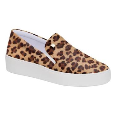 Imagem de Slip On Feminino Bottero Couro Flatform Animal Print Conforto Dia a Dia (Onça, BR, Adulto, Numérico, 37)
