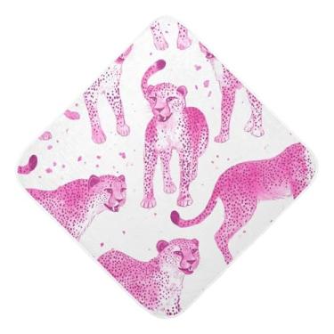 Imagem de STAYTOP Toalhas de bebê elegantes com capuz de musselina de leopardo, toalha de banho super macia, toalhas de banho absorventes para banho recém-nascido unissex 76 x 76 cm