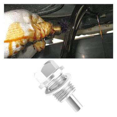 Imagem de Plugue de drenagem de óleo magnético M14 × 1,5, kit de troca de parafuso de porca de drenagem de óleo de alumínio com juntas de arruela de trituração, compatível com a maioria dos Ford, GM, Hyundai