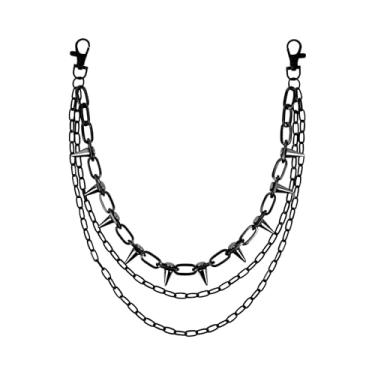 Imagem de Agriajun Cinto de corrente para carteira gótica para homens e mulheres, gótico punk rebite em camadas grossas correntes hip hop declaração emo acessórios de moda joias presente, Preto, 14