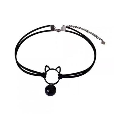 Imagem de Gargantilha de couro sintético preto - gato preto