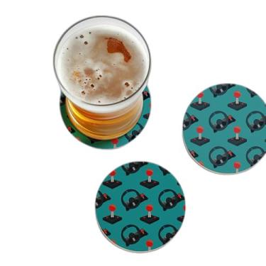 Imagem de Porta Copos Com Ilustração Personalizada Mosaico Retrô Arcade Videogame - Tamanho 10x10 cm