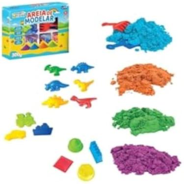 Imagem de Areia magica para modelar com diversos acessorios, diversao garantida, sensorial, 300g, incrivelmente.