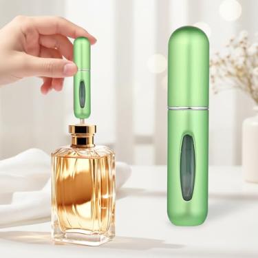 Imagem de Mini perfume recarregável, atomizador de perfume recarregável, frascos de spray, portátil para viagens, férias, atividades ao ar livre e negócios (5 ml), Verde claro, 1 peça