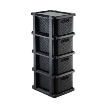 Imagem de Gaveteiro Organizador Multiuso Ratan 4 Gavetas Com Rodinhas Embutidas(Preto)